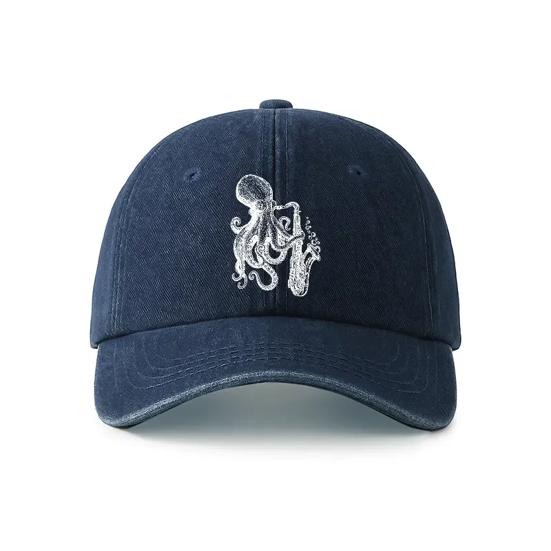Tokyo-Tiger Octopus Playing Saxophone Denim Cap
