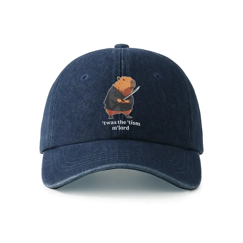 Tokyo-Tiger Focused Samurai Capybara Denim Cap