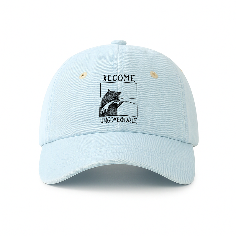 Tokyo-Tiger Cat Biting Arm Denim Cap