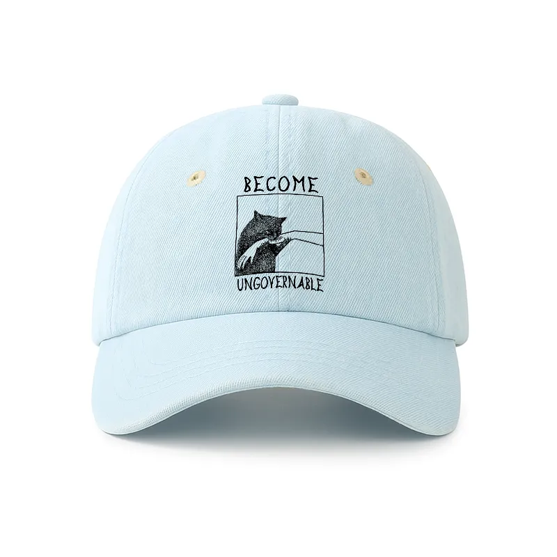 Tokyo-Tiger Cat Biting Arm Denim Cap