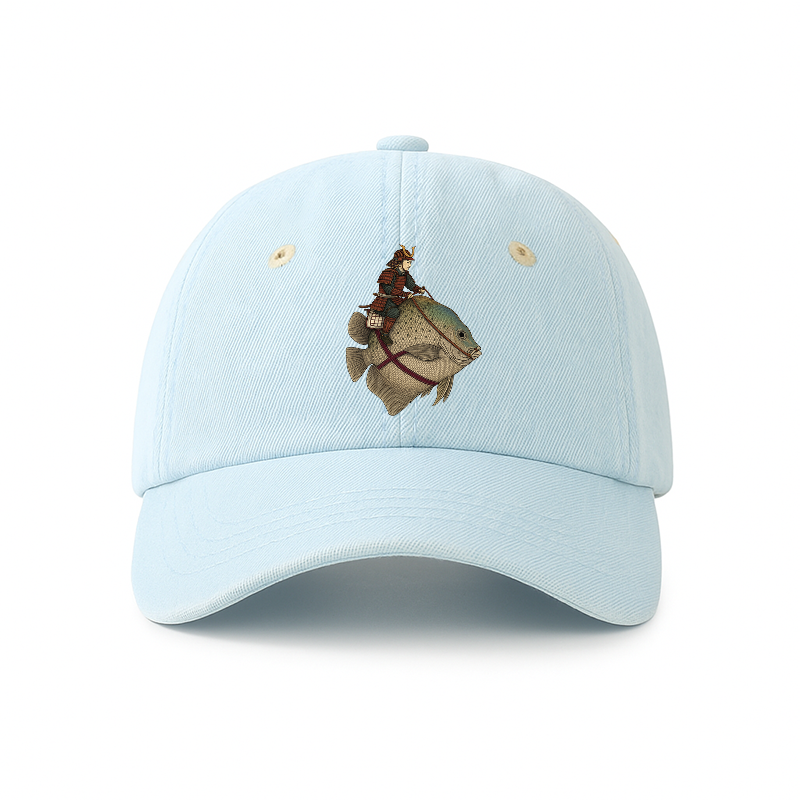 Tokyo-Tiger Samurai Riding A Fish Denim Cap
