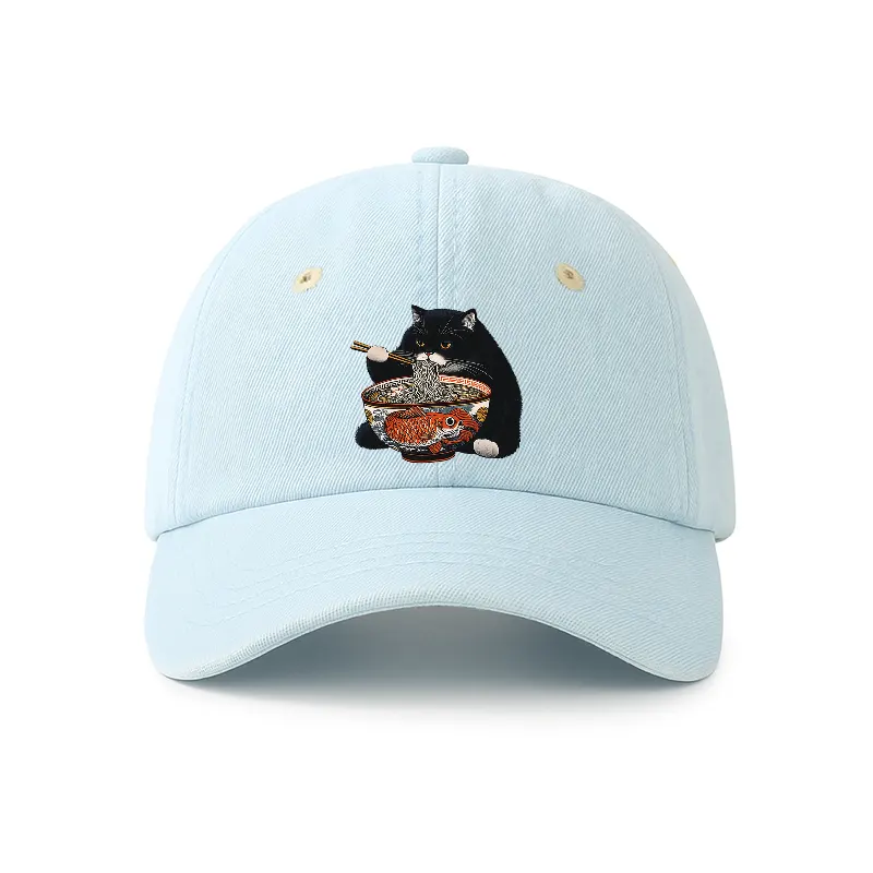 Tokyo-Tiger Fat Cat Eating Ramen Denim Cap