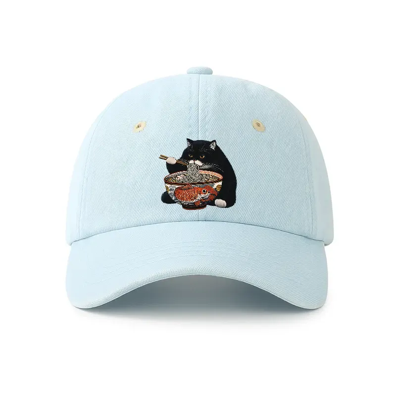 Tokyo-Tiger Fat Cat Eating Ramen Denim Cap