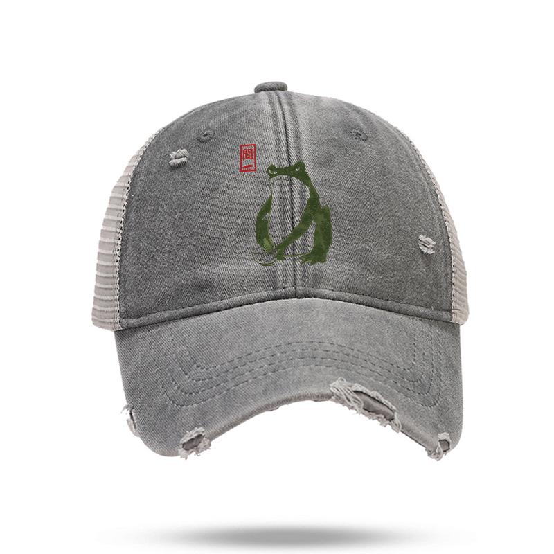 Tokyo-Tiger Woodblock Print Frog Trucker Cap
