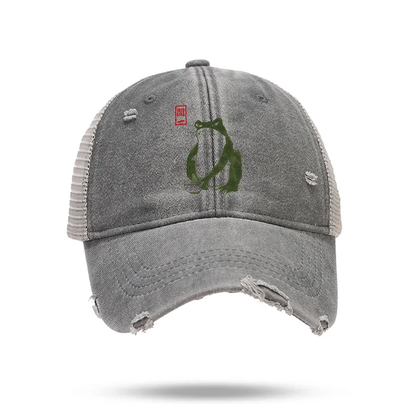 Tokyo-Tiger Woodblock Print Frog Trucker Cap