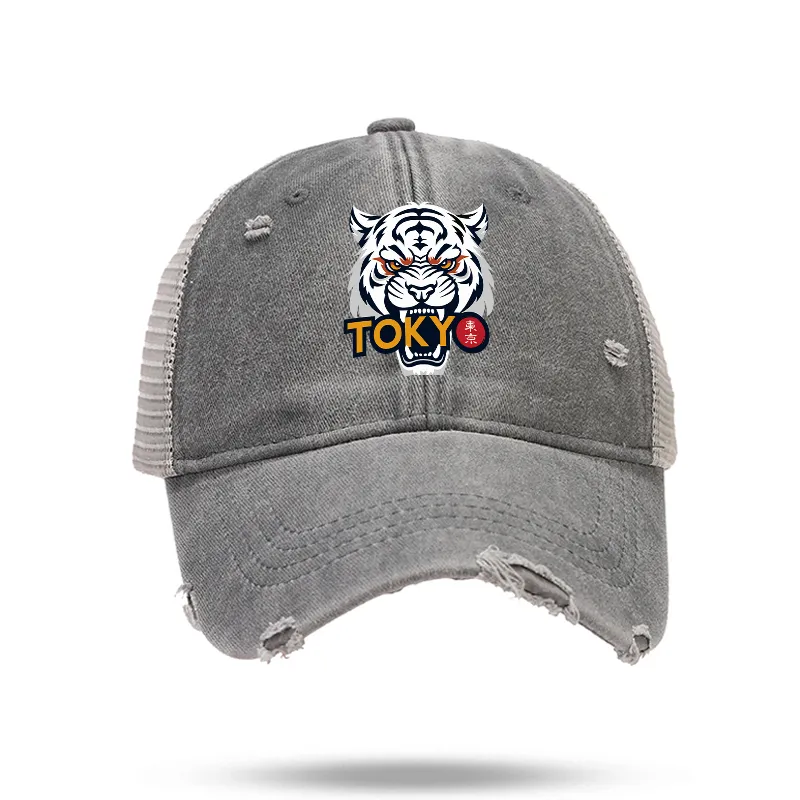Tokyo-Tiger Logo Washed Trucker Cap