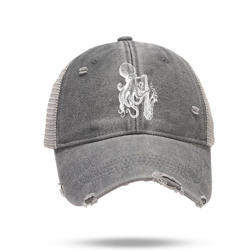 Tokyo-Tiger Octopus Playing Saxophone Trucker Cap