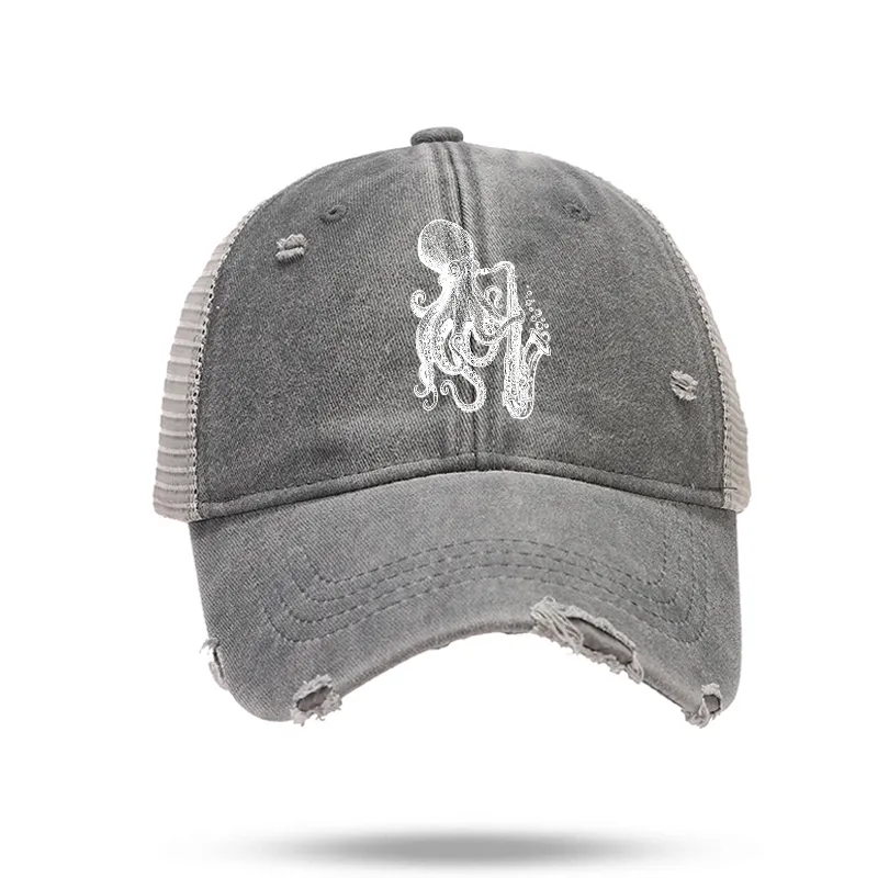 Tokyo-Tiger Octopus Playing Saxophone Trucker Cap