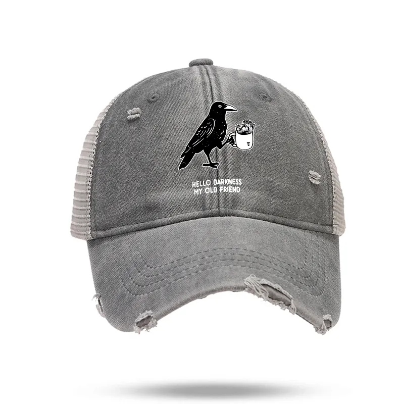 Tokyo-Tiger Crow Drinking Black Coffee Funny Trucker Cap