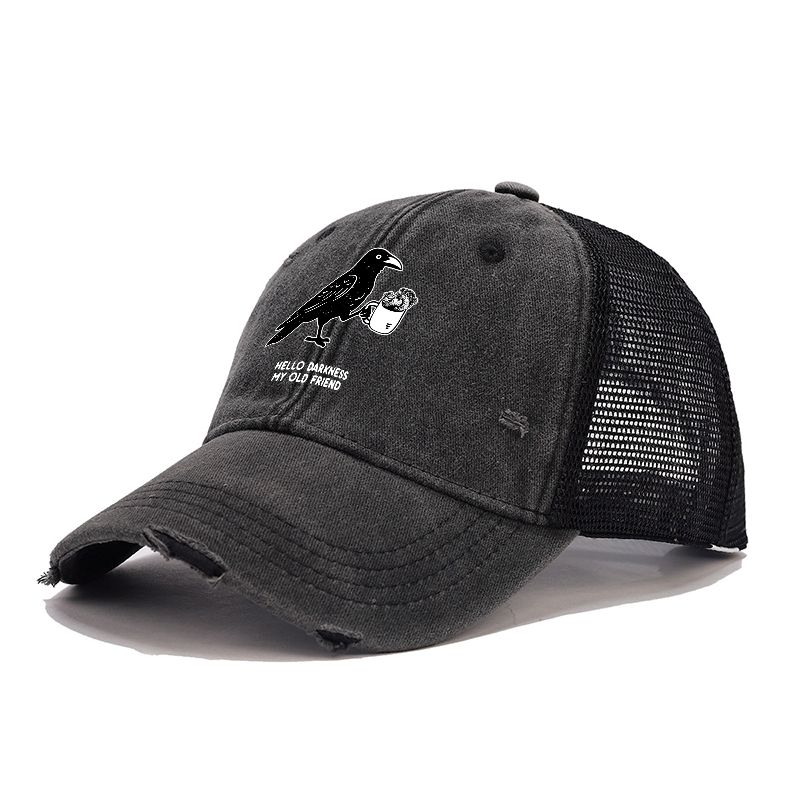 Tokyo-Tiger Crow Drinking Black Coffee Funny Trucker Cap