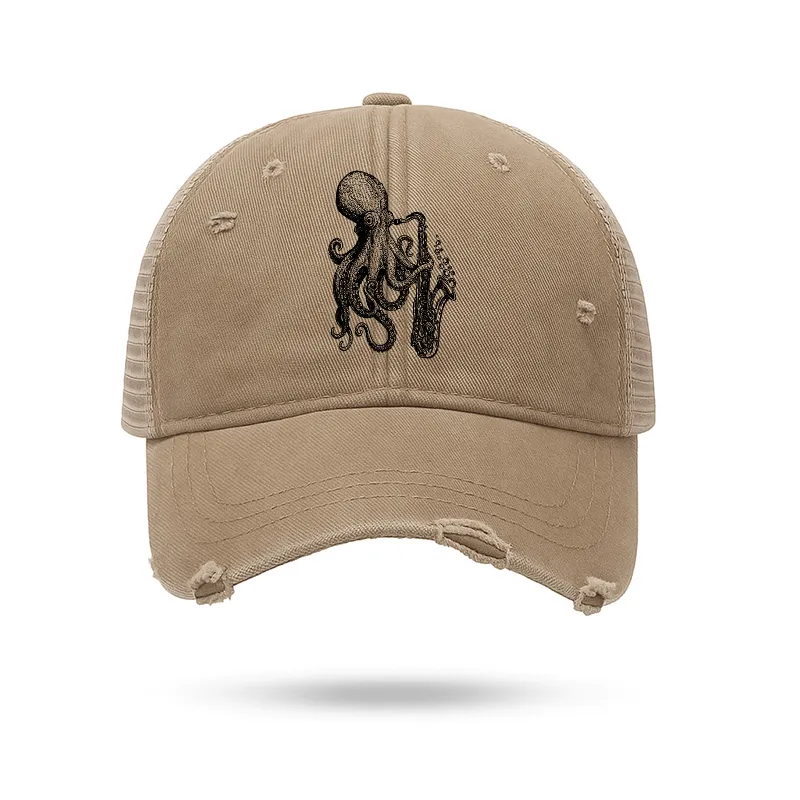 Tokyo-Tiger Octopus Playing Saxophone Trucker Cap