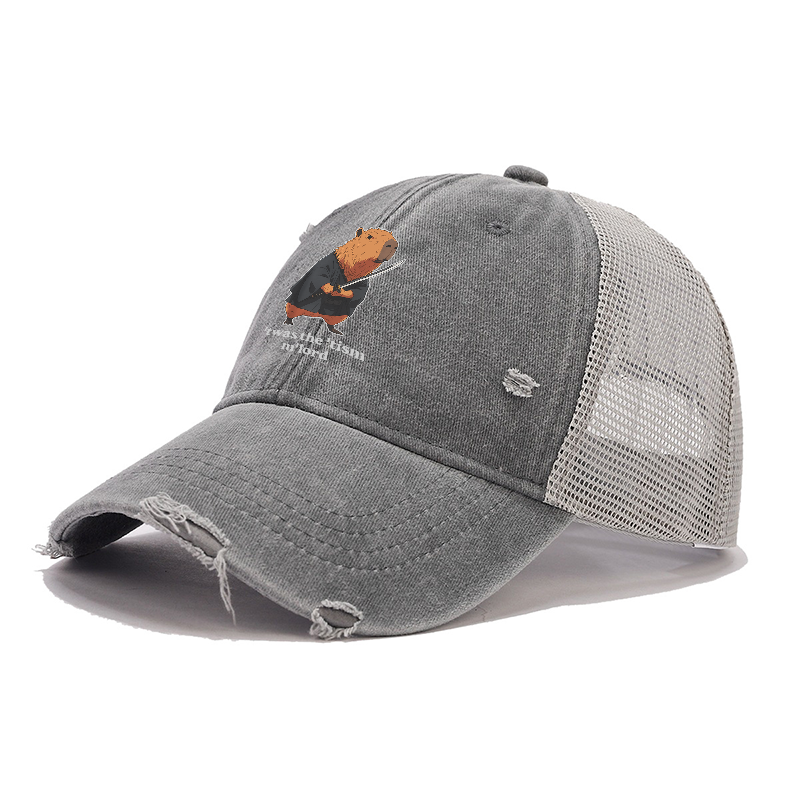 Tokyo-Tiger Focused Samurai Capybara Trucker Cap