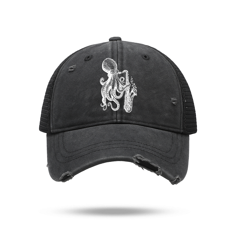 Tokyo-Tiger Octopus Playing Saxophone Trucker Cap