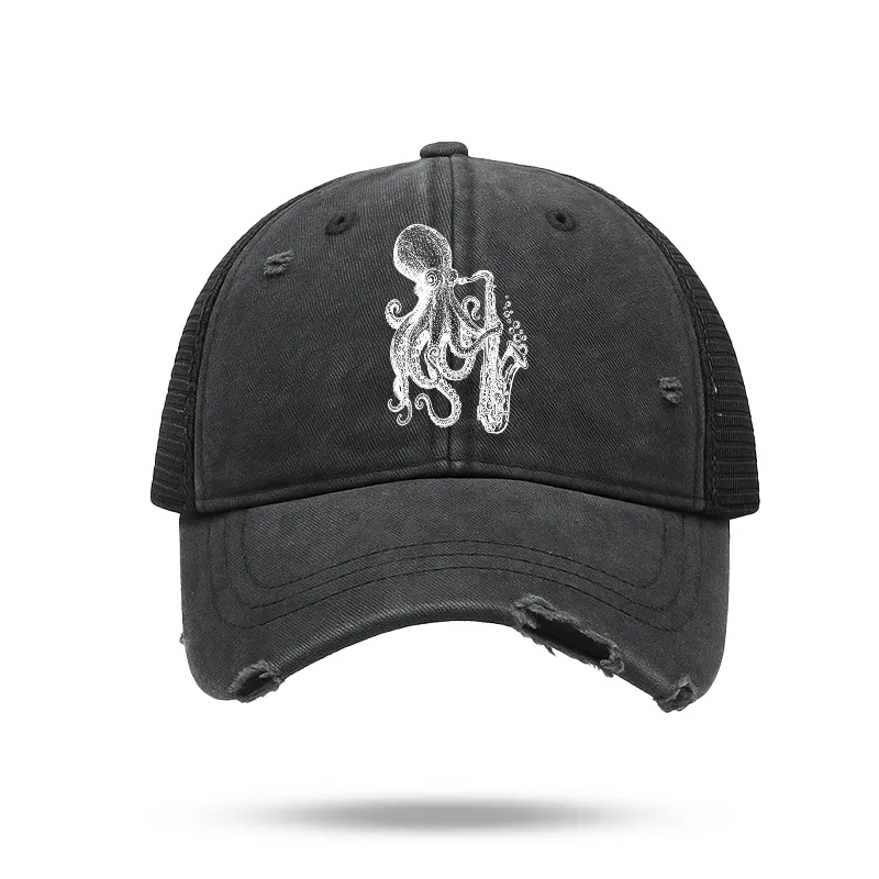 Tokyo-Tiger Octopus Playing Saxophone Trucker Cap
