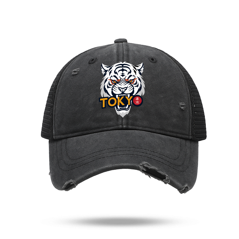 Tokyo-Tiger Logo Washed Trucker Cap