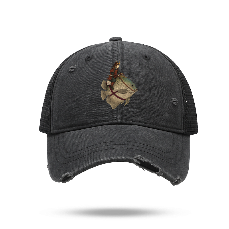 Tokyo-Tiger Samurai Riding A Fish Trucker Cap
