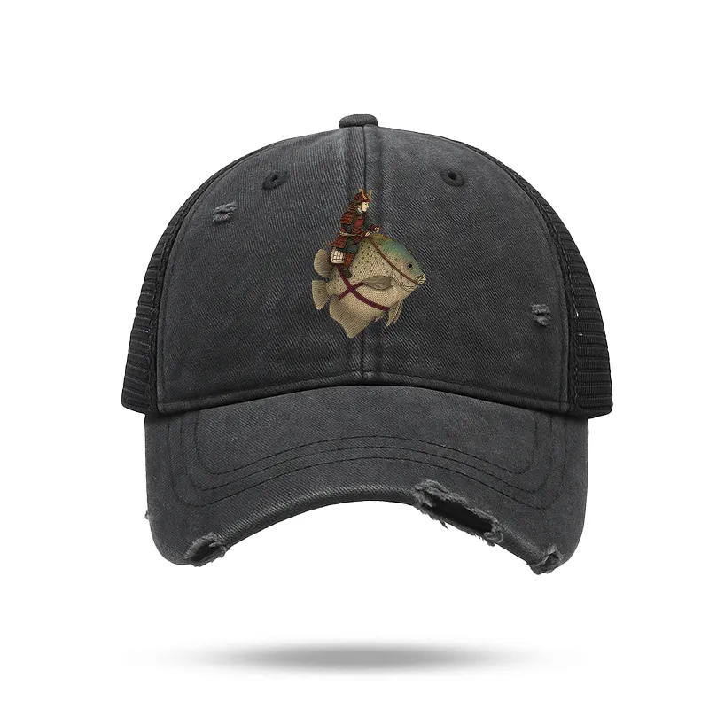 Tokyo-Tiger Samurai Riding A Fish Trucker Cap