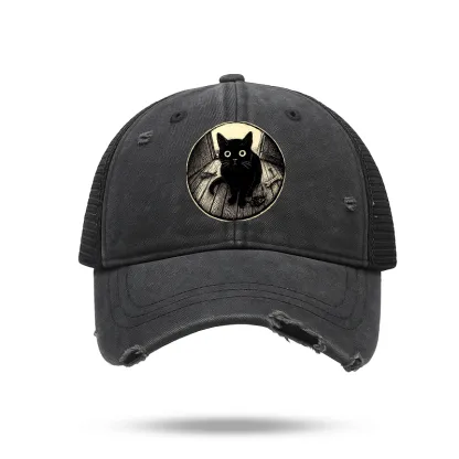 Tokyo-Tiger Waiting Black Cat Trucker Cap