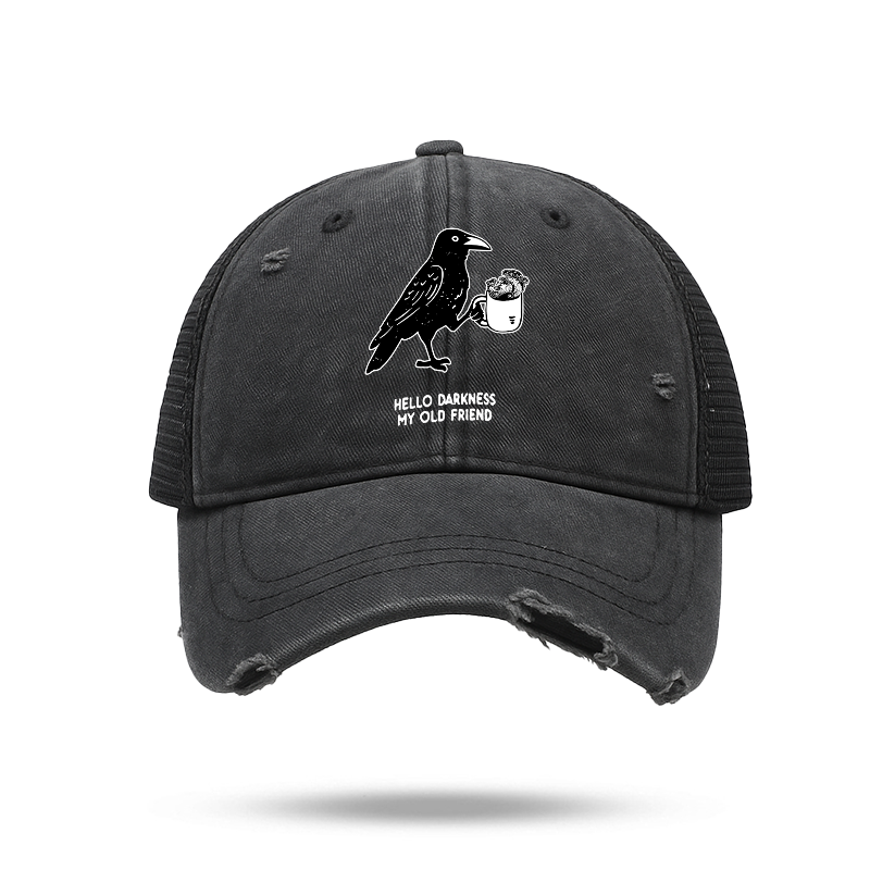 Tokyo-Tiger Crow Drinking Black Coffee Funny Trucker Cap