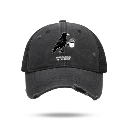 Tokyo-Tiger Crow Drinking Black Coffee Funny Trucker Cap