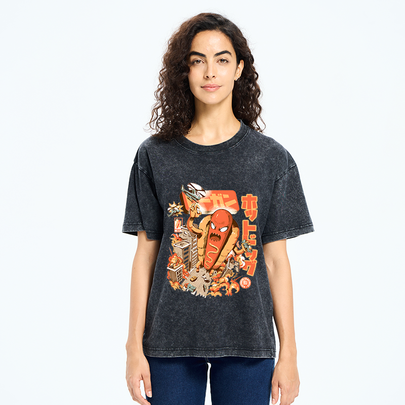 Tokyo-Tiger Great Hot Dog Kaiju Japanese Washed T-Shirt