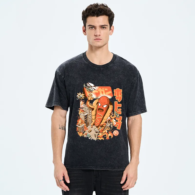 Tokyo-Tiger Great Hot Dog Kaiju Japanese Washed T-Shirt