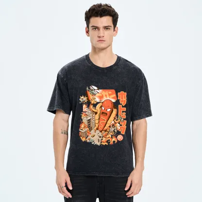 Tokyo-Tiger Great Hot Dog Kaiju Japanese Washed T-Shirt
