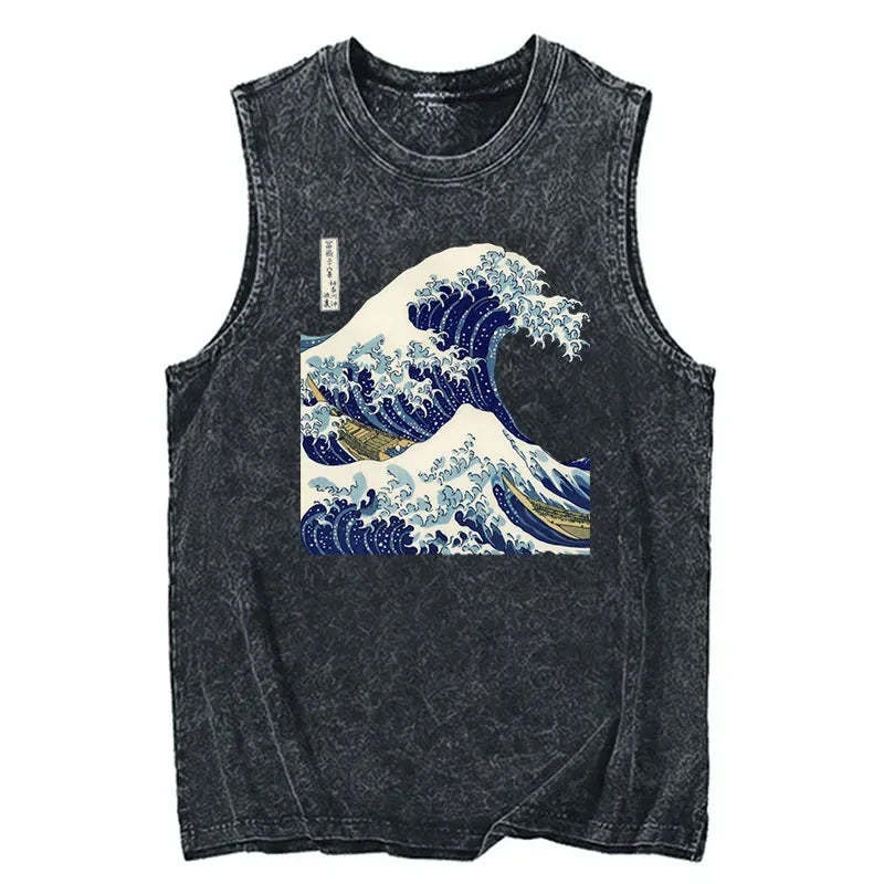 Tokyo-Tiger The Great Wave Off KanaGawa Washed Tank Sale