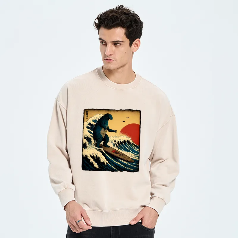 Tokyo-Tiger The Great Wave Washed Sweatshirt