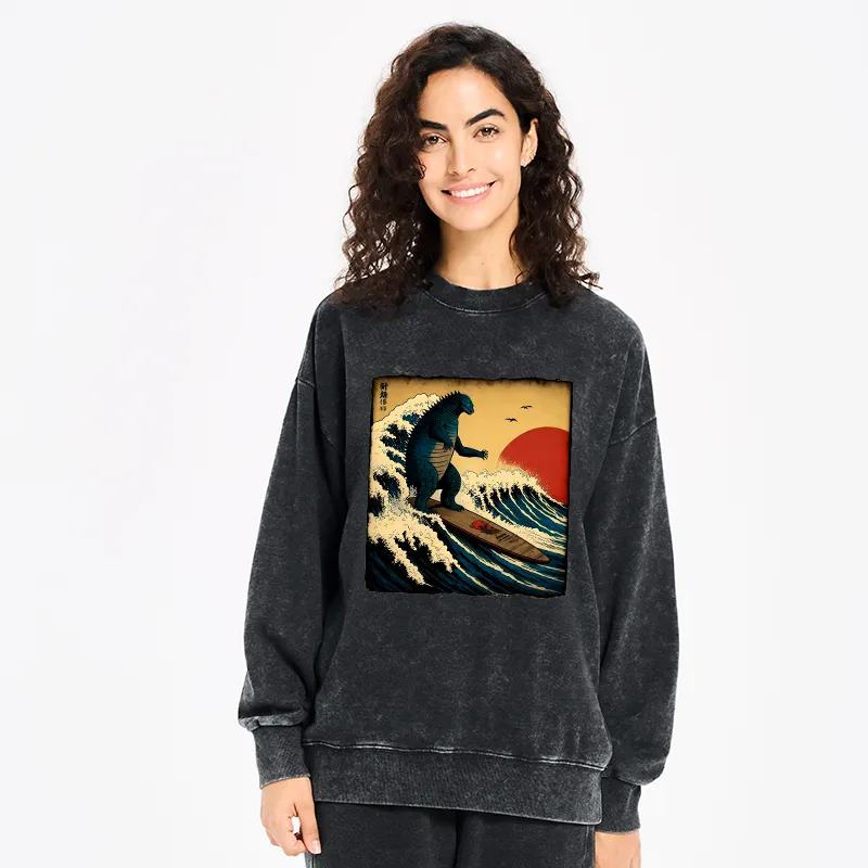 Tokyo-Tiger The Great Wave Washed Sweatshirt