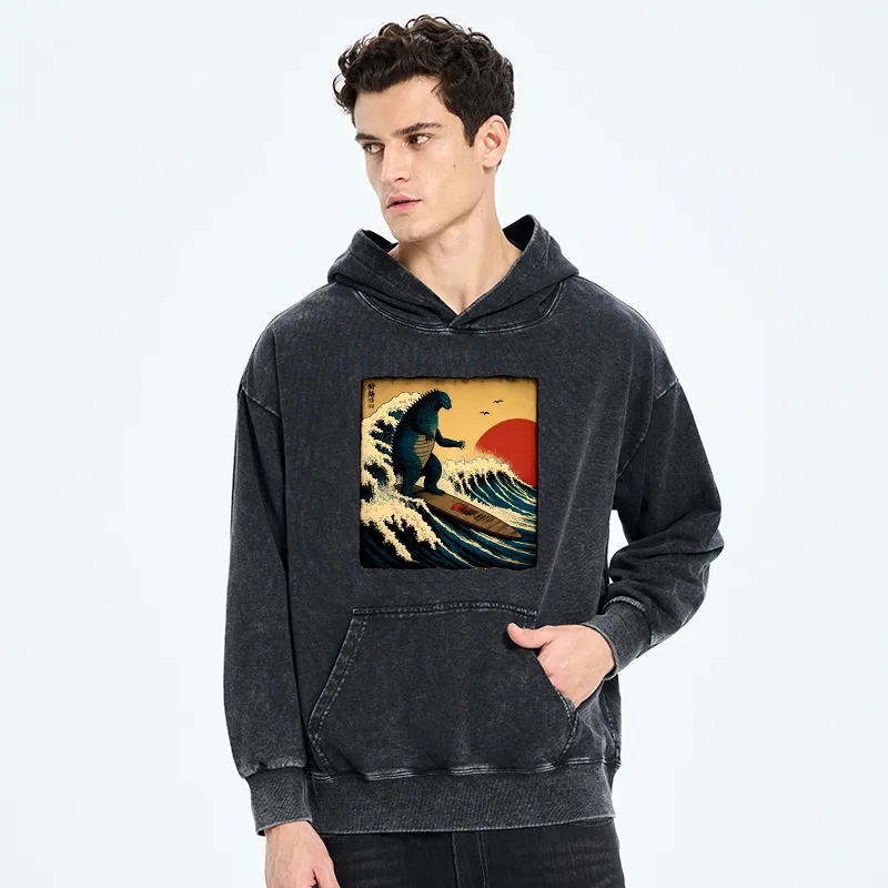 Tokyo-Tiger The Great Wave Washed Hoodie