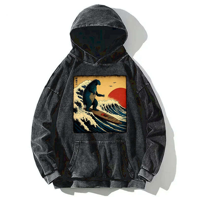 Tokyo-Tiger The Great Wave Washed Hoodie