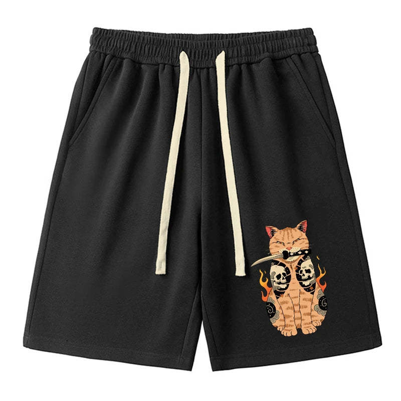Tokyo-Tiger Catana Cat Skull Tattooed Samurai Unisex Shorts Sale
