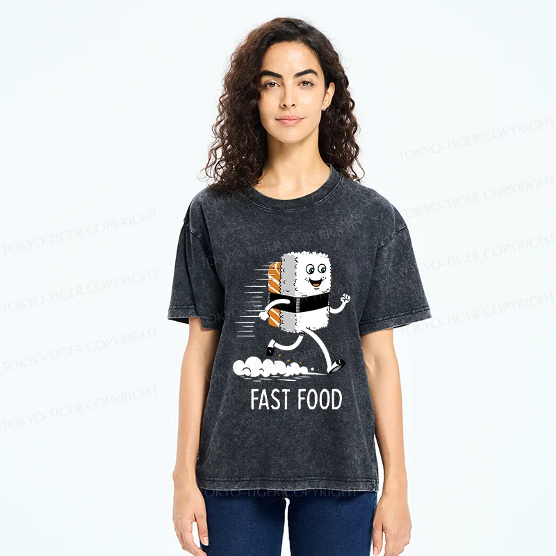 Tokyo-Tiger Running Sushi Washed T-Shirt
