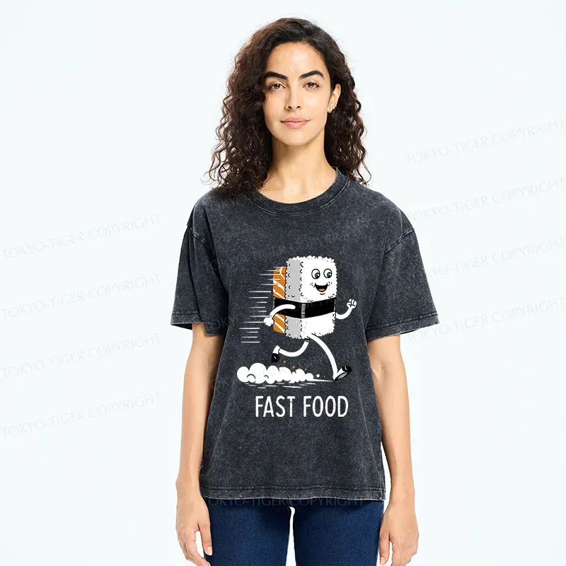 Tokyo-Tiger Running Sushi Washed T-Shirt