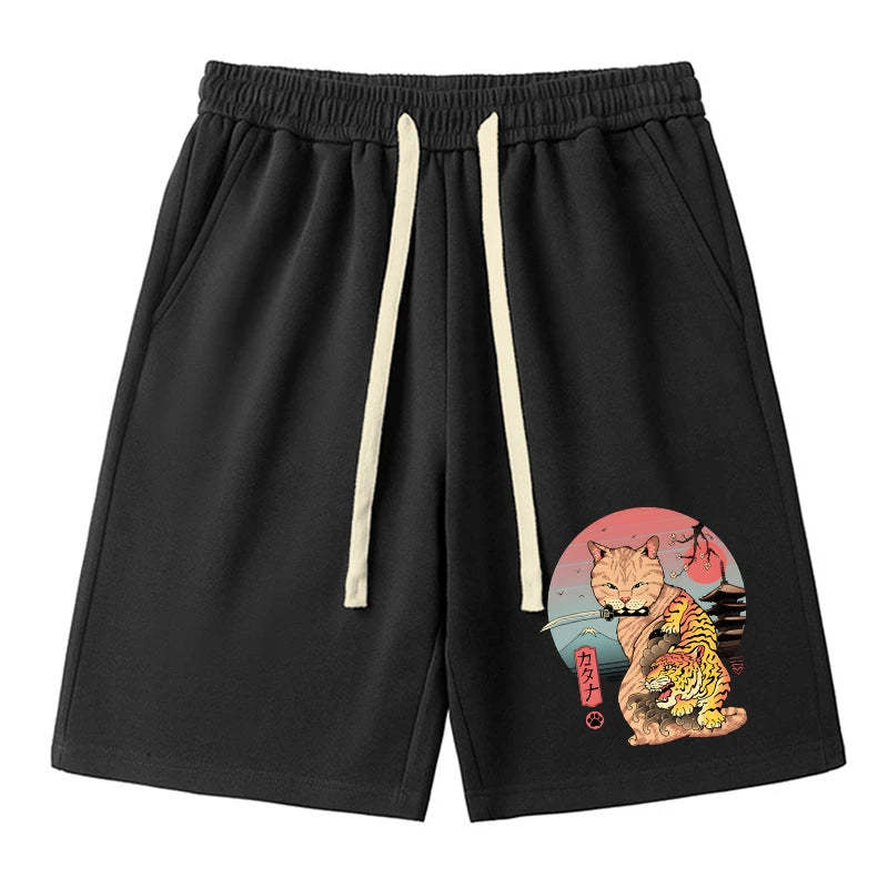 Tokyo-Tiger Katana Cat Tattoo Unisex Shorts Sale