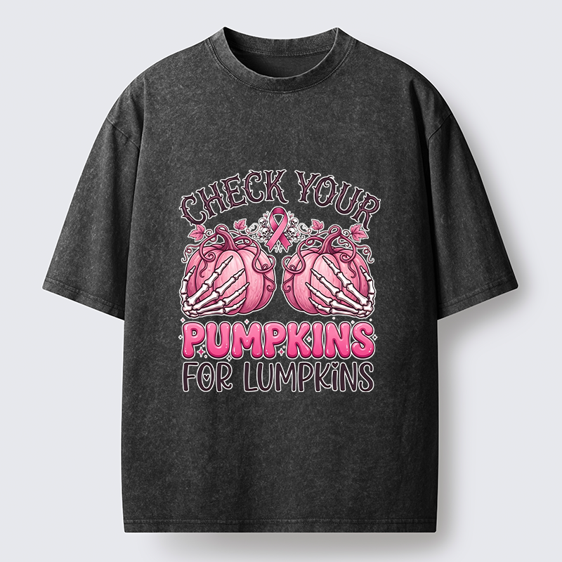 Tokyo-Tiger Halloween Pumpkin Breast Cancer Awareness Washed T-Shirt