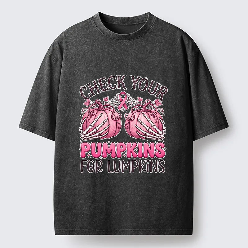 Tokyo-Tiger Halloween Pumpkin Breast Cancer Awareness Washed T-Shirt