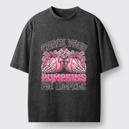 Tokyo-Tiger Halloween Pumpkin Breast Cancer Awareness Washed T-Shirt