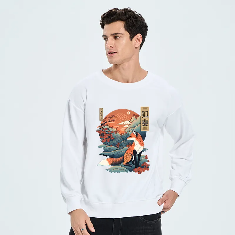Tokyo-Tiger Japanese Kitsune Fox Sakura Sweatshirt