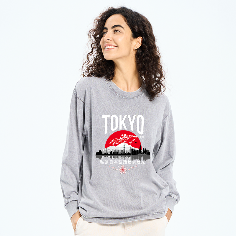 Tokyo-Tiger I don’t speak Japanese Washed Long Sleeve T-Shirt
