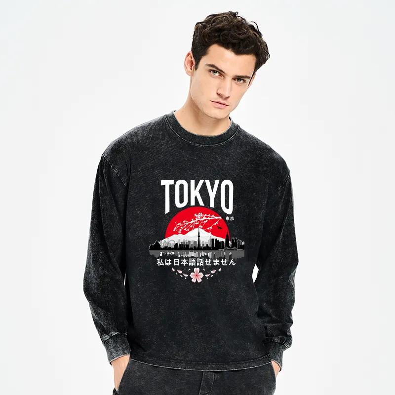 Tokyo-Tiger I don’t speak Japanese Washed Long Sleeve T-Shirt