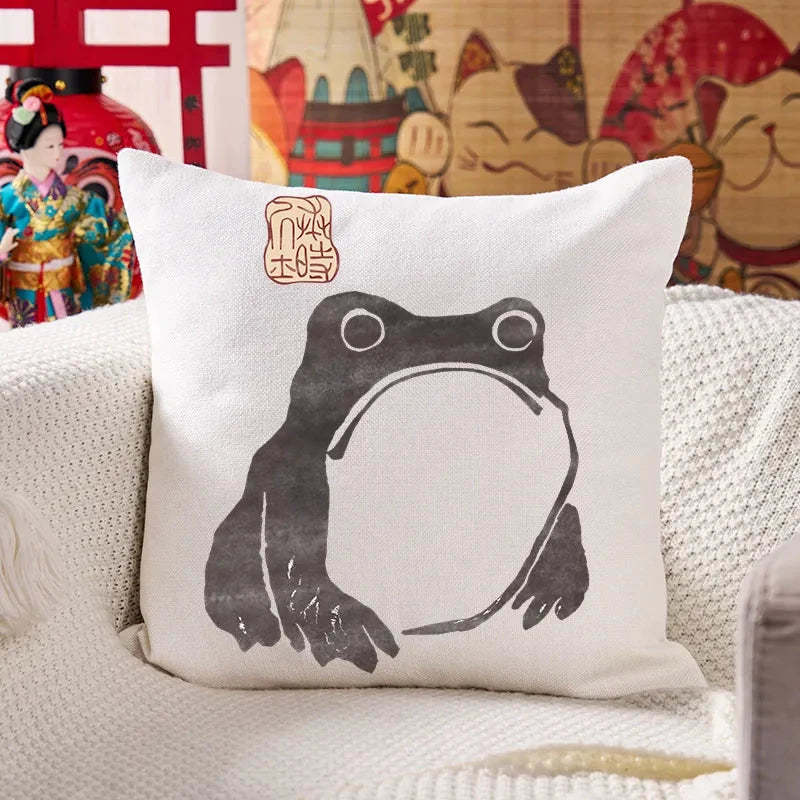 Tokyo-Tiger Matsumoto Hoji woodblock print frog Cushion Pillow Sale