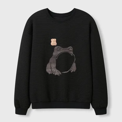 Tokyo-Tiger Matsumoto Hoji Woodblock Print Frog Waffle Sweatshirt