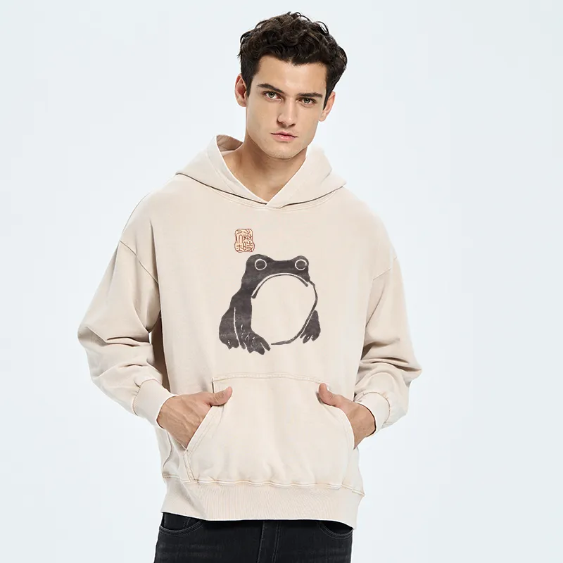 Tokyo-Tiger Matsumoto Hoji Woodblock Print Frog Washed Hoodie