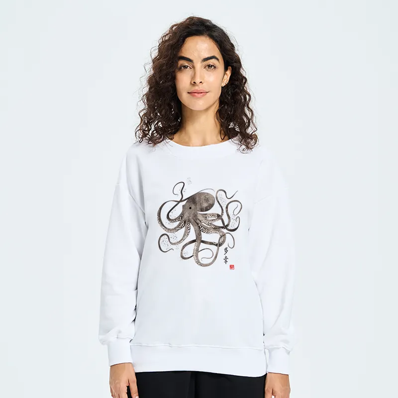 Tokyo-Tiger Octopus Japanese Calligraphy Sweatshirt