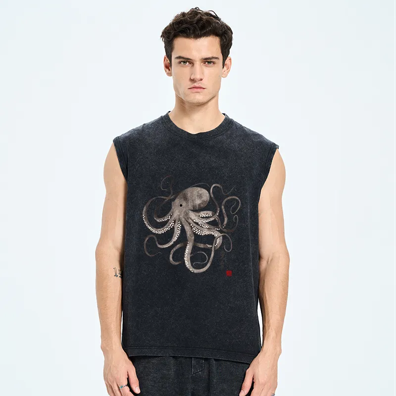 Tokyo-Tiger Octopus Japanese Calligraphy Tank