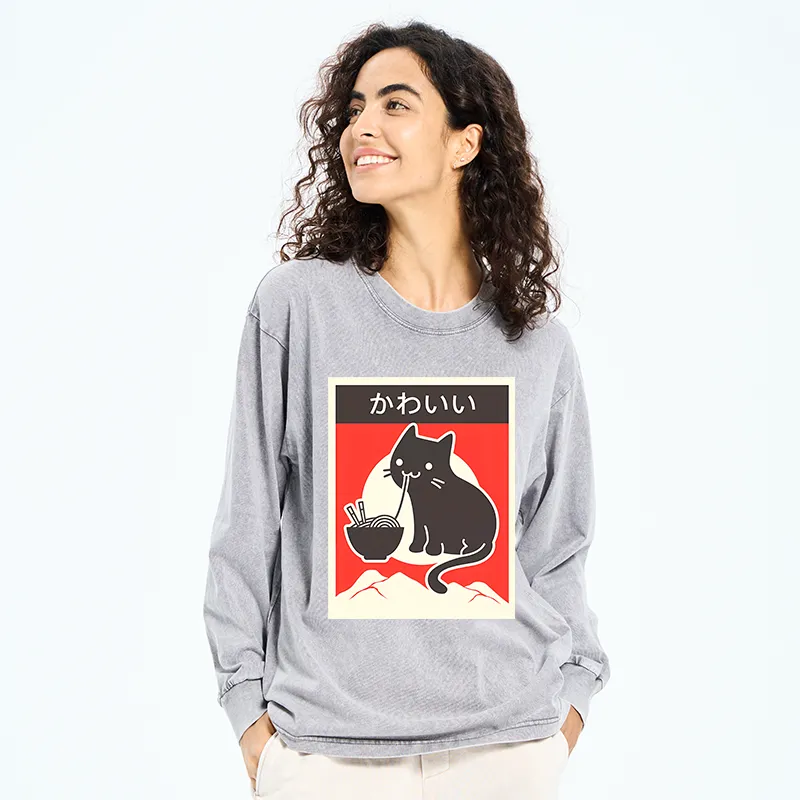 Tokyo-Tiger "Kawaii" Vintage Style Japenese Ramen Cat Sweatshirt-tokyo-tiger