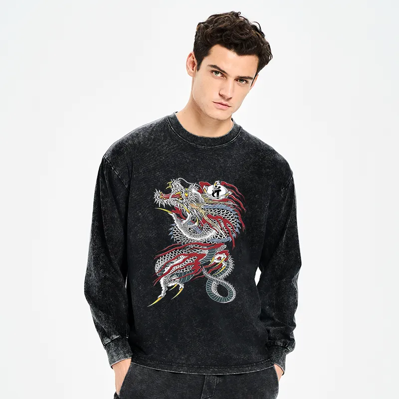 Tokyo-Tiger Dragon of Dojima Washed Long Sleeve T-Shirt