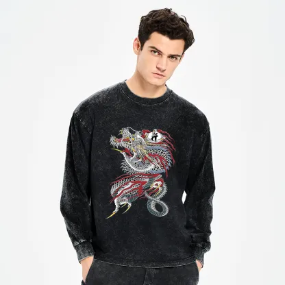 Tokyo-Tiger Dragon of Dojima Washed Long Sleeve T-Shirt